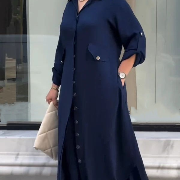 Πουκάμισο με κουμπιά και φαρδύ παντελόνι σετ δύο κομματιών-GR