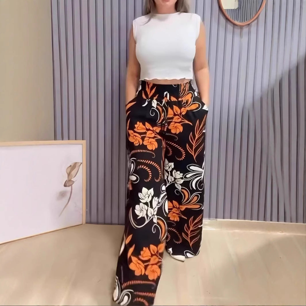 Καλοκαιρινό νέο παντελόνι με φαρδιά στάμπα 2025-GR