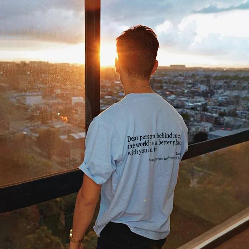 💥Nauji unisex marškinėliai su užrašu „Dear Person Behind Me“ dideliu dydžiu nuo 2025 m.-LT