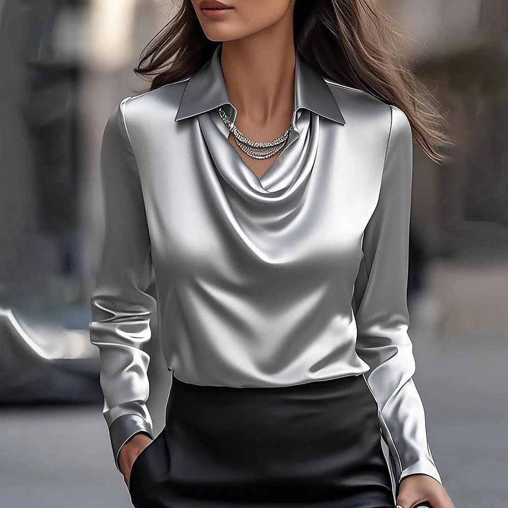 Elegantna satenasta bluza z robom - SI 