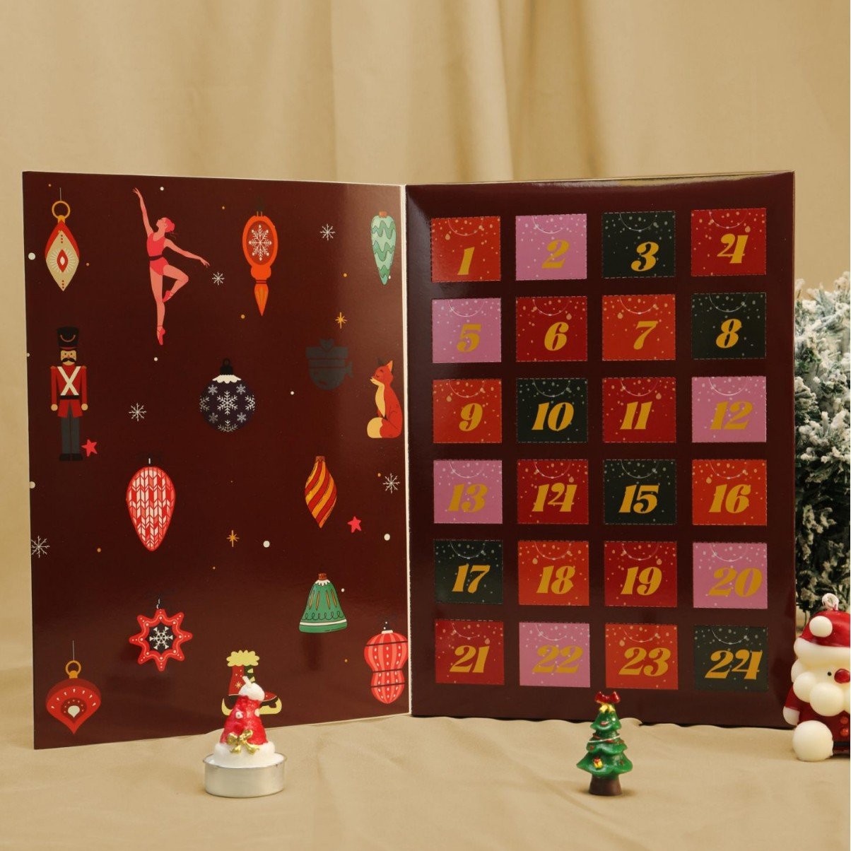 Ροζ μαρμάρινο ημερολόγιο Advent 2025, κουτί αντίστροφης μέτρησης 24 ημερών μέχρι τα Χριστούγεννα-GR