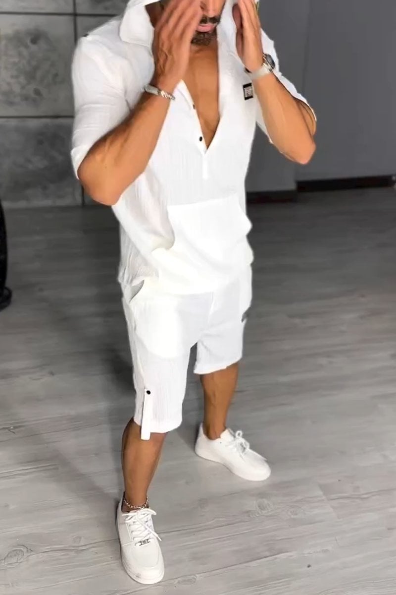 Εξαιρετικό ανδρικό σετ δύο τεμαχίων με κουκούλα-GR