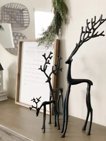 🎅 Éxito de ventas de Navidad 🦌 Figura de reno negro, decoración navideña-ES