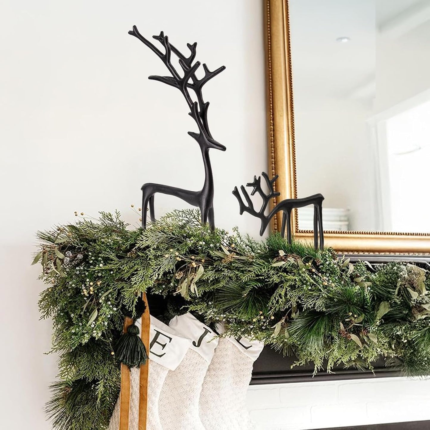 🎅 Éxito de ventas de Navidad 🦌 Figura de reno negro, decoración navideña-ES