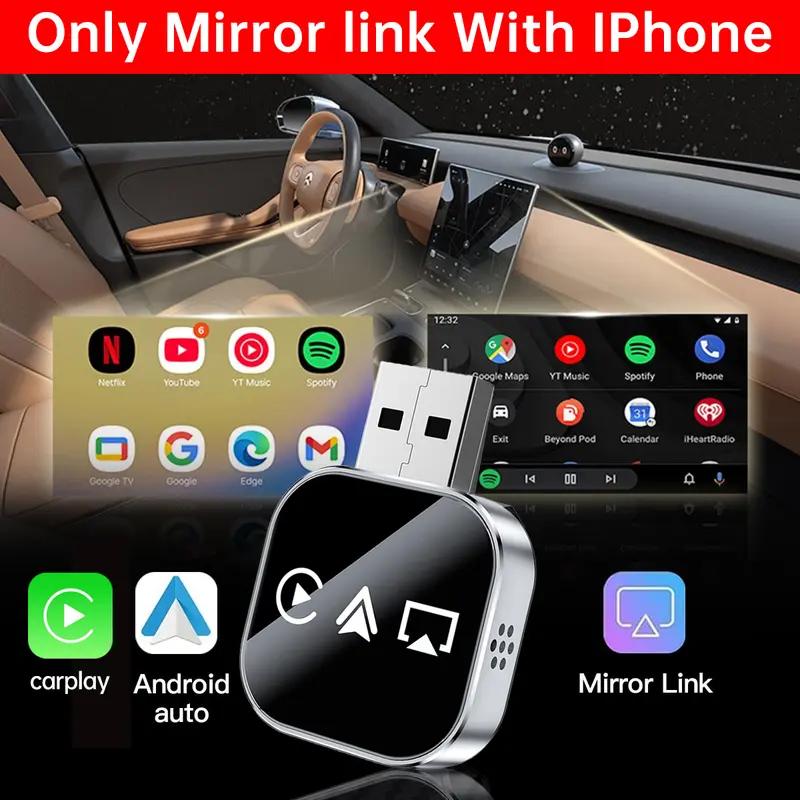 📶 2026 m. atnaujintas 3 viename ekrano veidrodis „iOS“ telefonui, prijungtas prie belaidžio „Carplay“ adapterio-LT