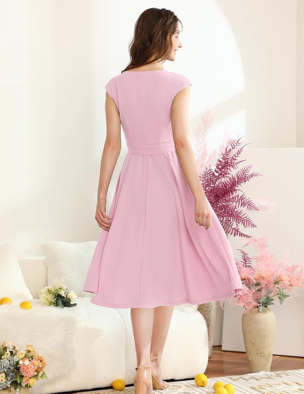 Vestidos de cóctel DRESSTELLS para mujer, vestidos de novia formales, vestidos de fiesta modestos para recepción en la iglesia en 2025-ES