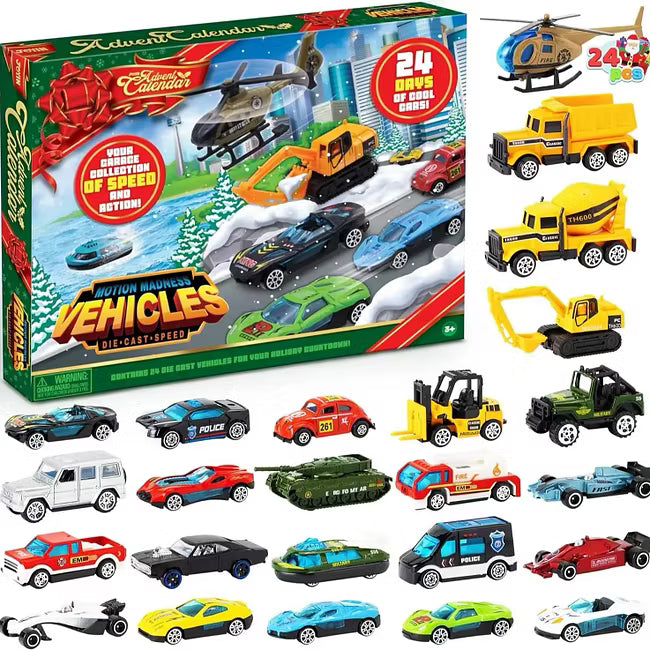 🔥Paskutinė diena su 50 % nuolaida – 🚗🎁2026 m. Kalėdų Advento kalendorius | ✨24 dienų atgalinio skaičiavimo kalendorius su lietų automobilių rinkiniu-LT