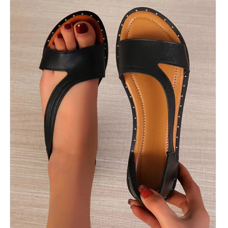 👡 Ravni sandali z vzorcem ribjega uha in čepki✨-GR