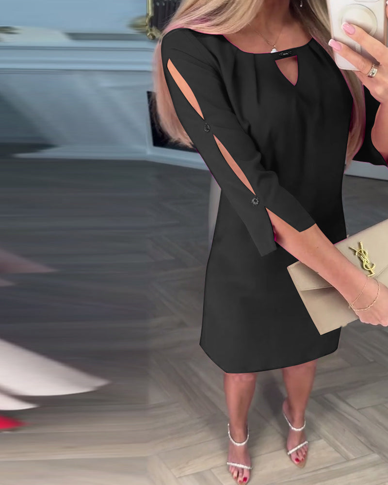 Κομψό, μονόχρωμο, απλό φόρεμα σε σχήμα V-GR