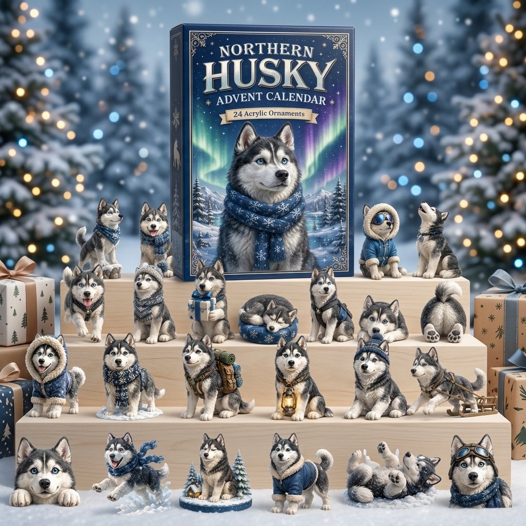 Northern Husky Advent Calendar 2026 – 24-Day Festive Countdown – Gift for Husky Lovers