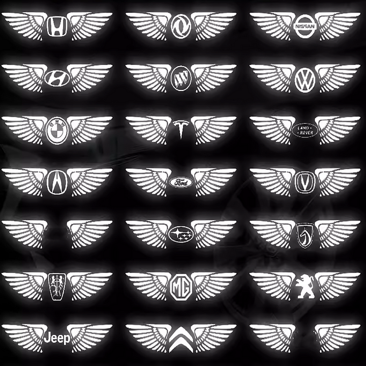 3D angelo sparnų lazerinis automobilio lipdukas ✧4 vnt.✧-LT