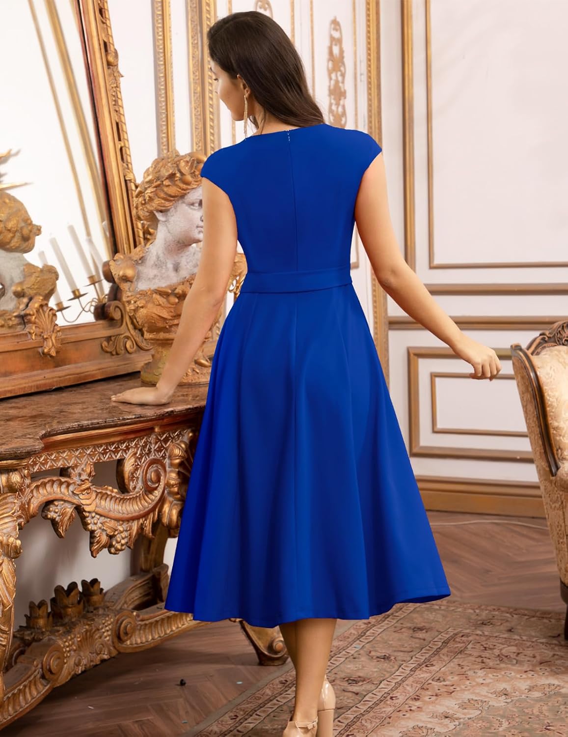 Vestidos de cóctel DRESSTELLS para mujer, vestidos de novia formales, vestidos de fiesta modestos para recepción en la iglesia en 2025-ES