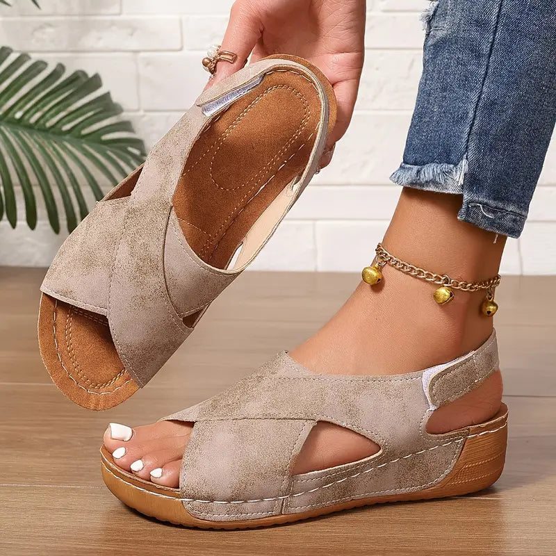 Sandalias vintage nuevas, sandalias de cuña resistantes-ES
