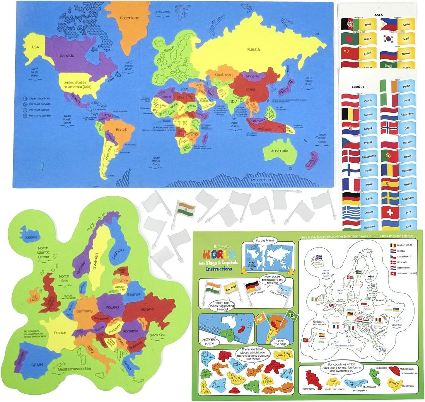 🔥🌍 Set slagalica s kartom svijeta i kartom SAD-a-HR