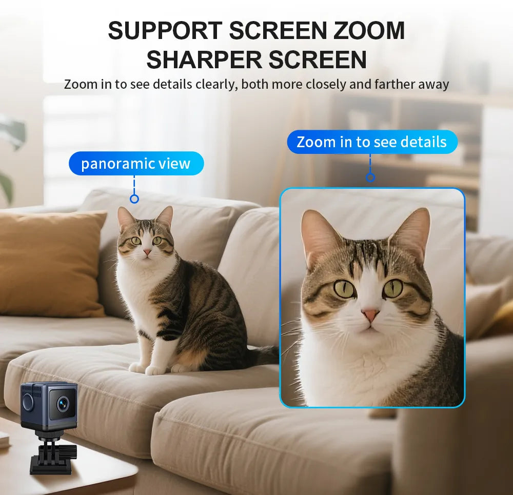 W03 išmanioji „WiFi“ apsaugos kamera – 1080P HD, naktinio matymo funkcija, judesio aptikimas, mažos galios.-LT