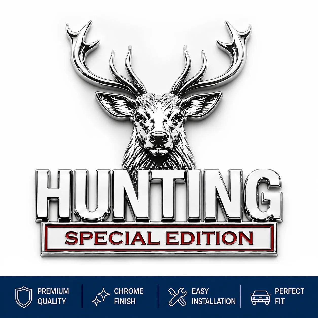 🦌 HUNTING Specijalno izdanje - 3D kromirani metalni amblem za vaš automobil-HR