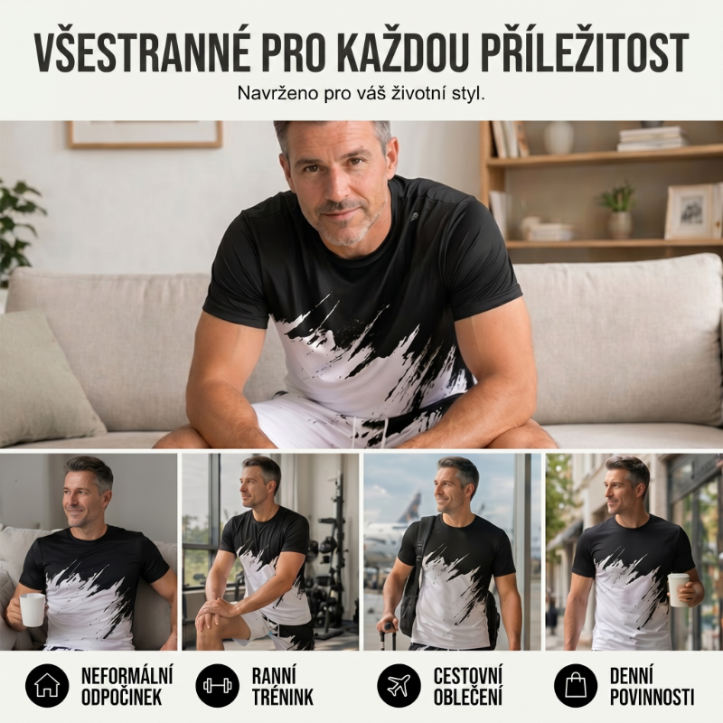 Izstopajte z dinamičnim 3D-tiskom – moški poletni dinamični komplet s potiskom. Plačilo po povzetju! 🔥-SI