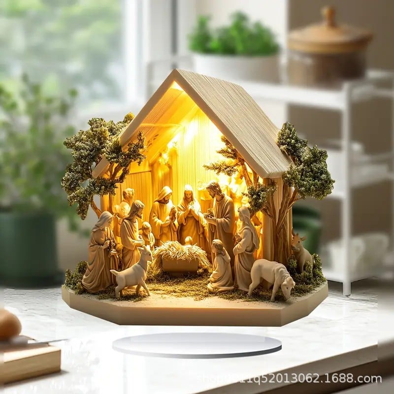 Διακόσμηση τραπεζιού για νεογέννητα με χριστουγεννιάτικη σκηνή-GR