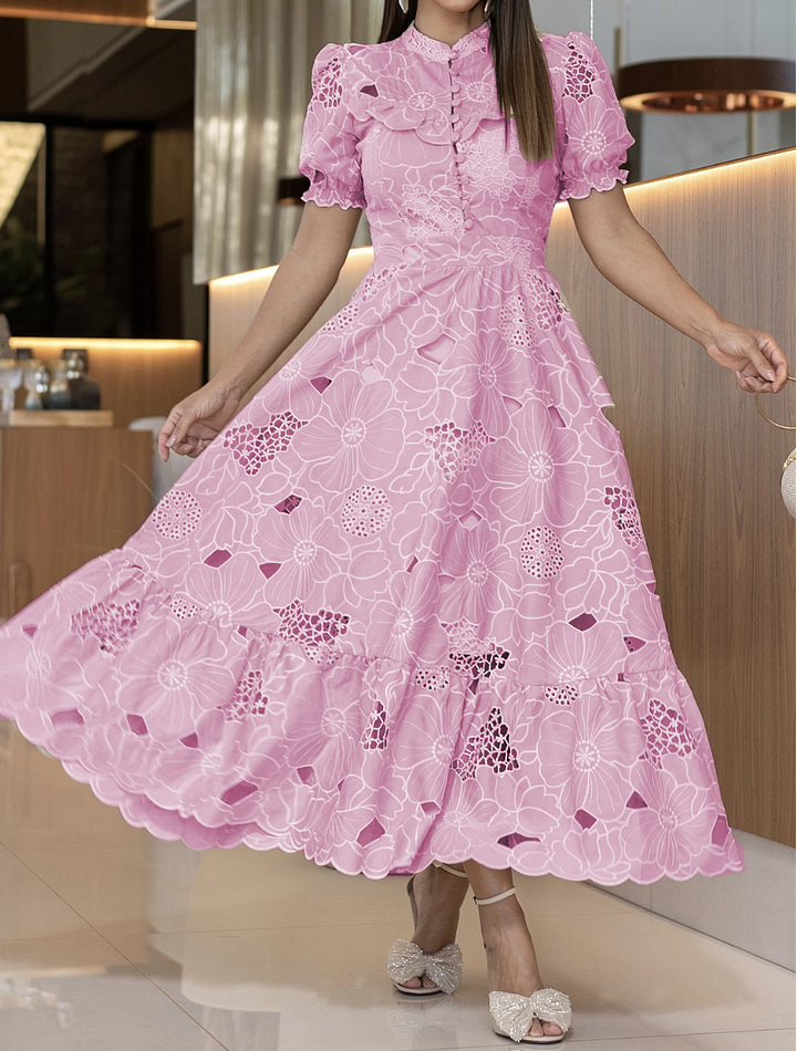 Vestido elegante con estampado floral hundido.-ES