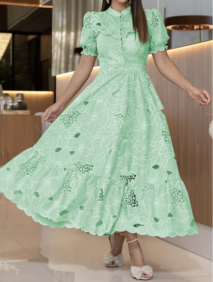 Vestido elegante con estampado floral hundido.-ES