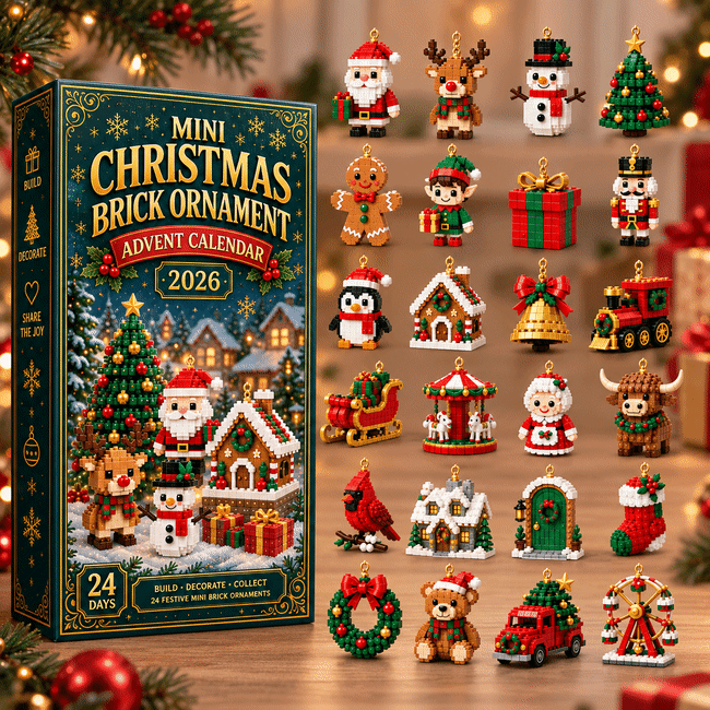 🎄 24 dienu mini Adventes kalendārs ar Ziemassvētku rotājumiem | 24 unikāli, svētku, pašu veidojami dizaini ar piekarināmām cilpām — ideāli piemēroti Ziemassvētku eglīšu, vainagu un svētku rotājumu dekorēšanai 🧱-LV