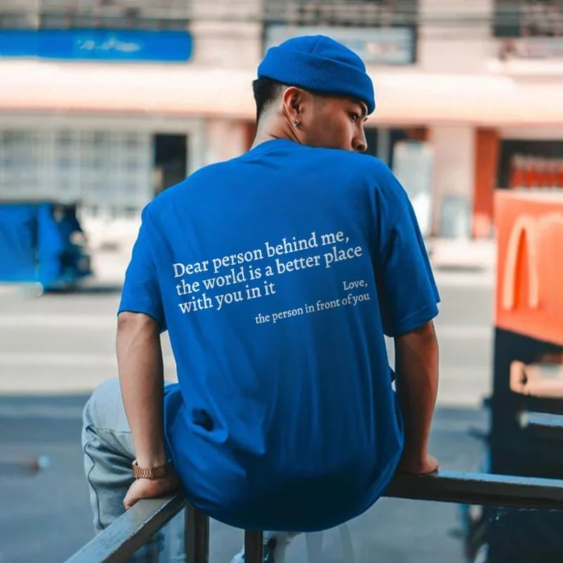 💥Nauji unisex marškinėliai su užrašu „Dear Person Behind Me“ dideliu dydžiu nuo 2025 m.-LT