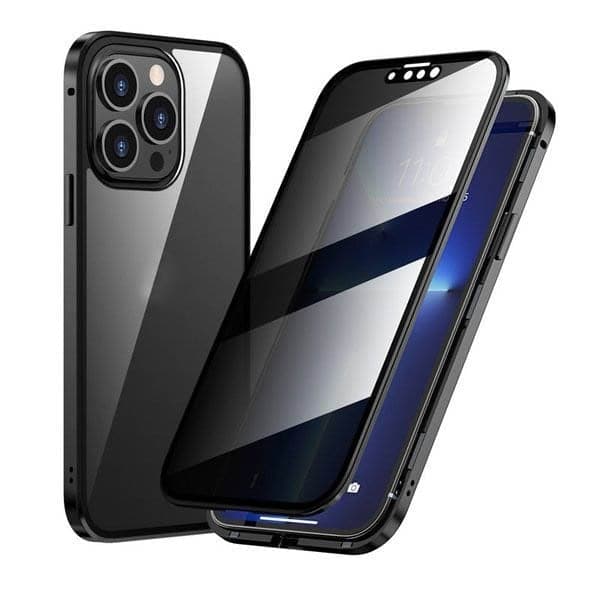 Μαγνητική θήκη iPhone με αντιανακλαστικό γυαλί και μέταλλο-GR