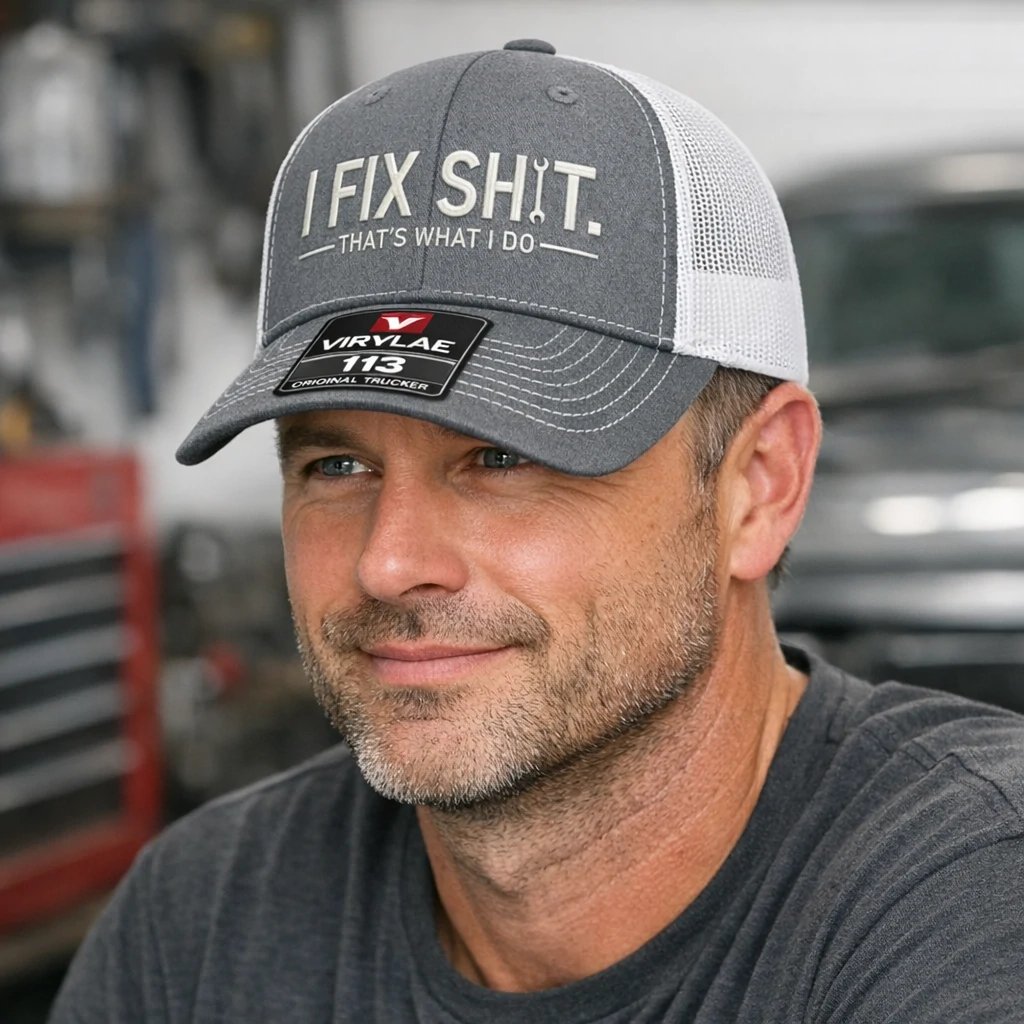 🛠️ „I Fix Shit Trucker“ kepurė – juokinga mechaniko ir taisytojo kepurė-LT