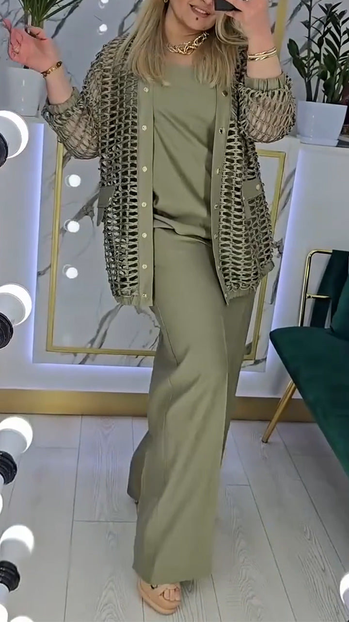 Γυναικείο κοίλο κοστούμι τριών τεμαχίων-GR