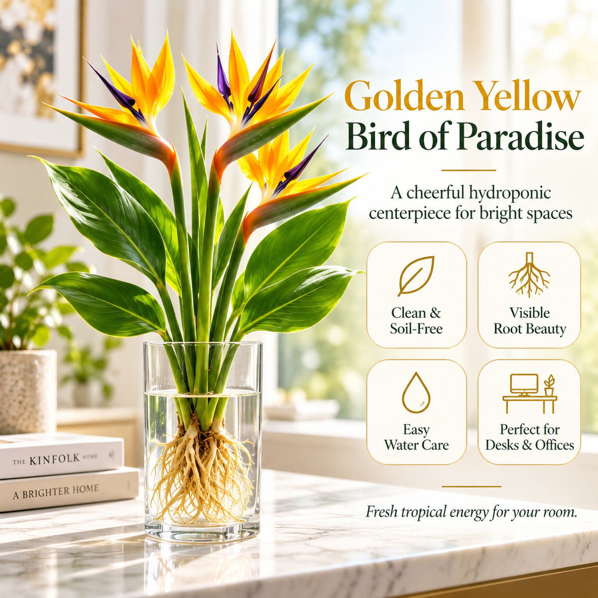 🕊️ Hydroponic Bird of Paradise Starter – Tropical Water-Grown Indoor Plant 💧🌱