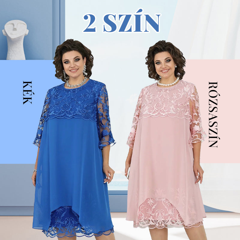 Ženska ohlapna midi obleka s čipko-SI