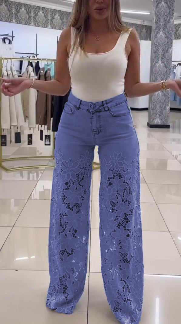 Γυναικείο κομψό δαντελένιο τζιν-GR