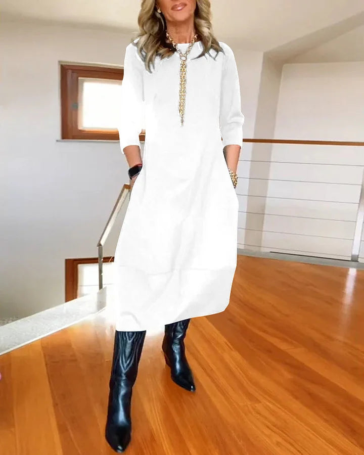 ✨Vestido de manga larga con escote redondo-ES