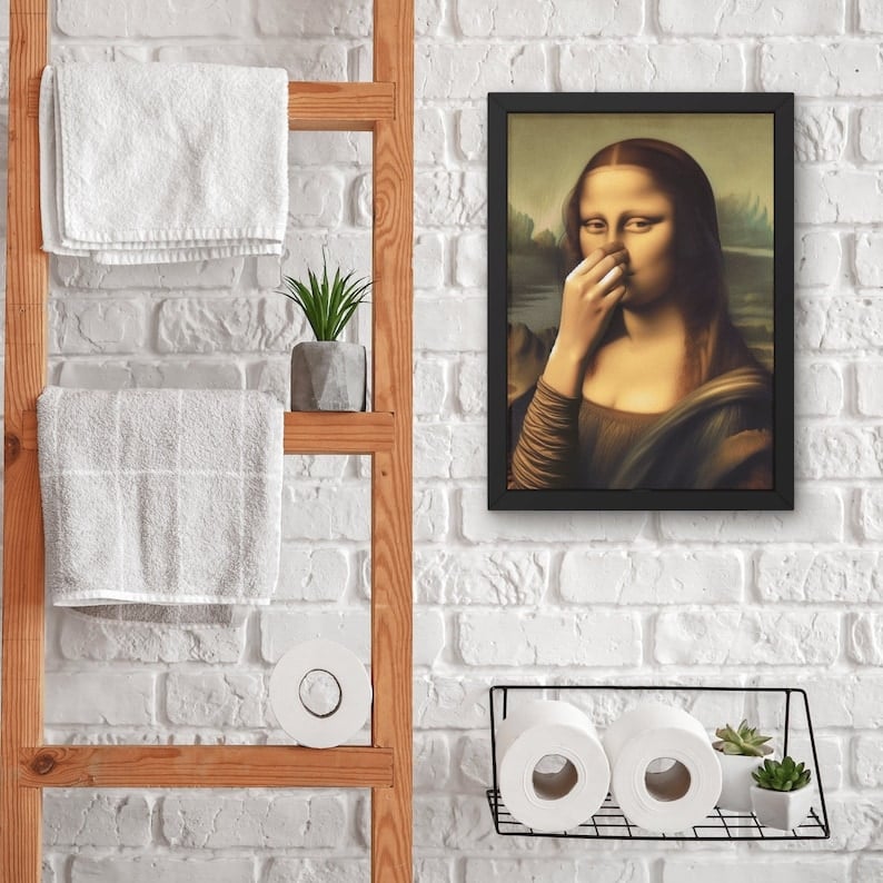 🔥Šiandien speciali kaina – 9,99 USD!!!🎁🎨🧻Juokingas berėmės vonios kambario meno kūrinys – pridėkite šiek tiek šventinio juoko! 😂-LT