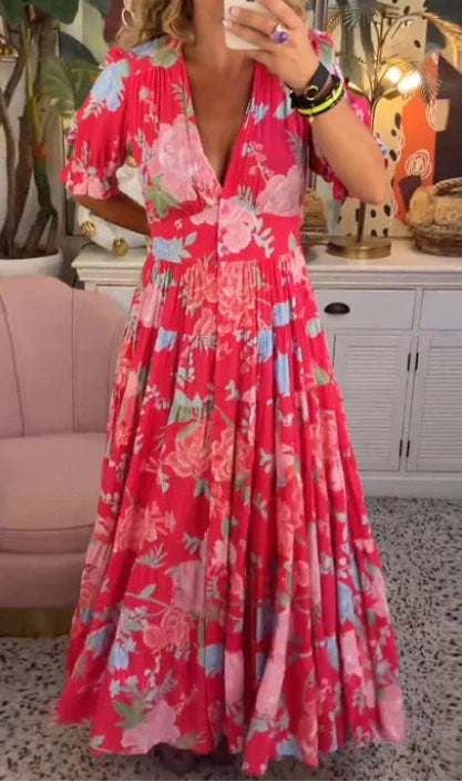 💃Mīlīga kleita ar garu V veida kakla izgriezumu ar kabatu-LV