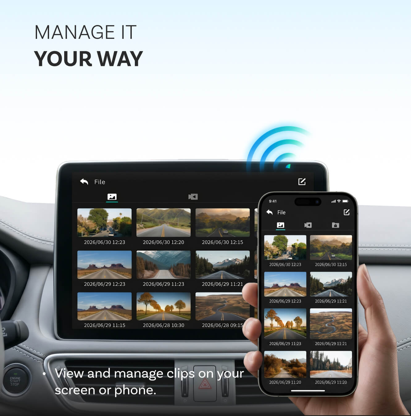 OttoSafe Cam 3-v-1 dvojna kamera za armaturno ploščo in brezžični adapter CarPlay-SI