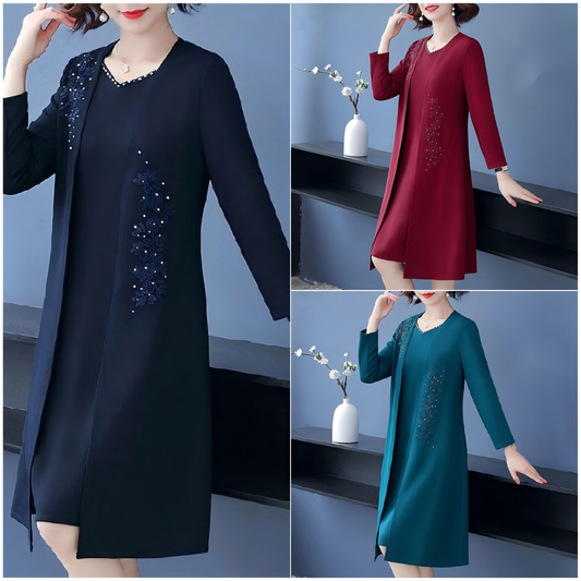 Κομψό γυναικείο σετ δύο τεμαχίων με σακάκι και φόρεμα-GR