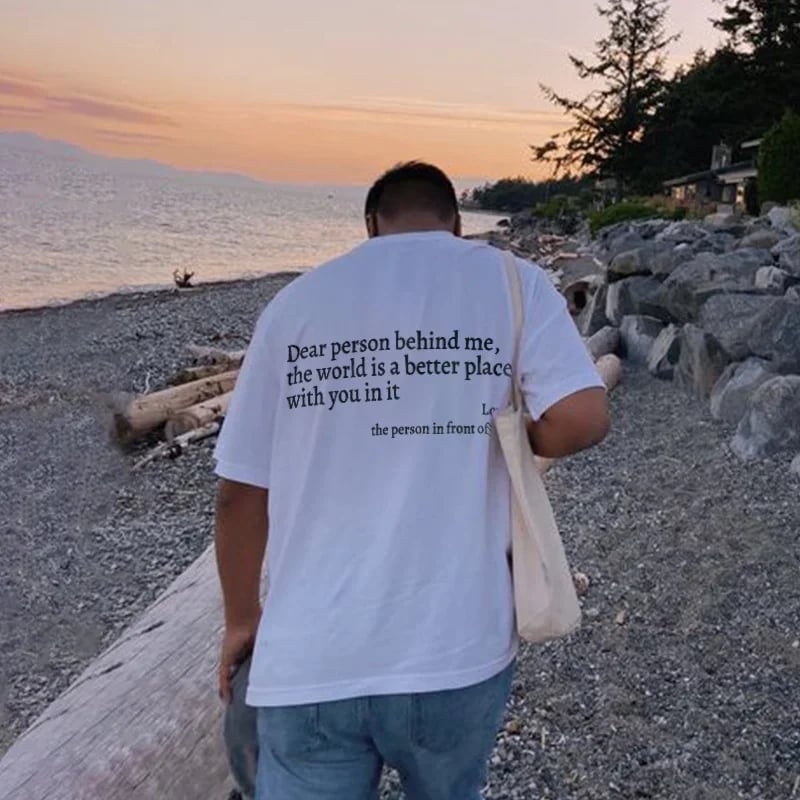 💥Nauji unisex marškinėliai su užrašu „Dear Person Behind Me“ dideliu dydžiu nuo 2025 m.-LT