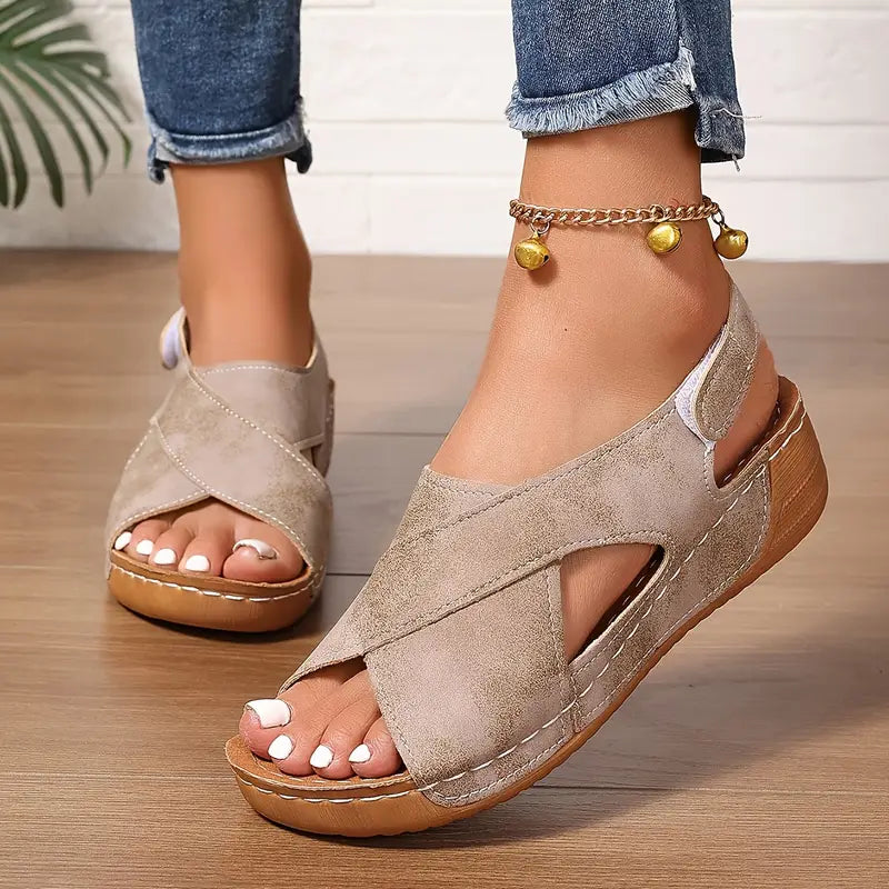 Sandalias vintage nuevas, sandalias de cuña resistantes-ES