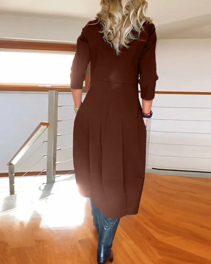 ✨Vestido de manga larga con escote redondo-ES