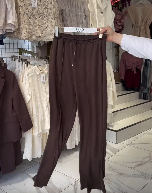 Conjunto de pantalon de cotton de pantalon de algodón de larga y cuello roundo para mujer-ES