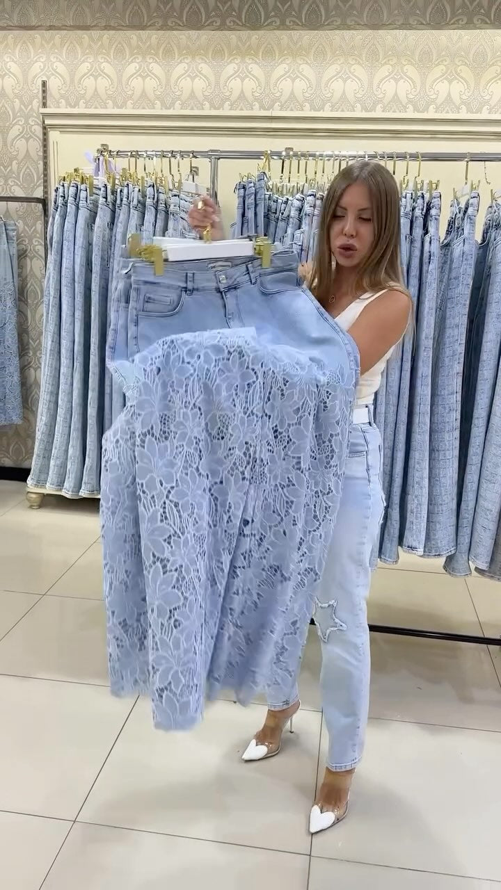 Γυναικείο κομψό δαντελένιο τζιν-GR