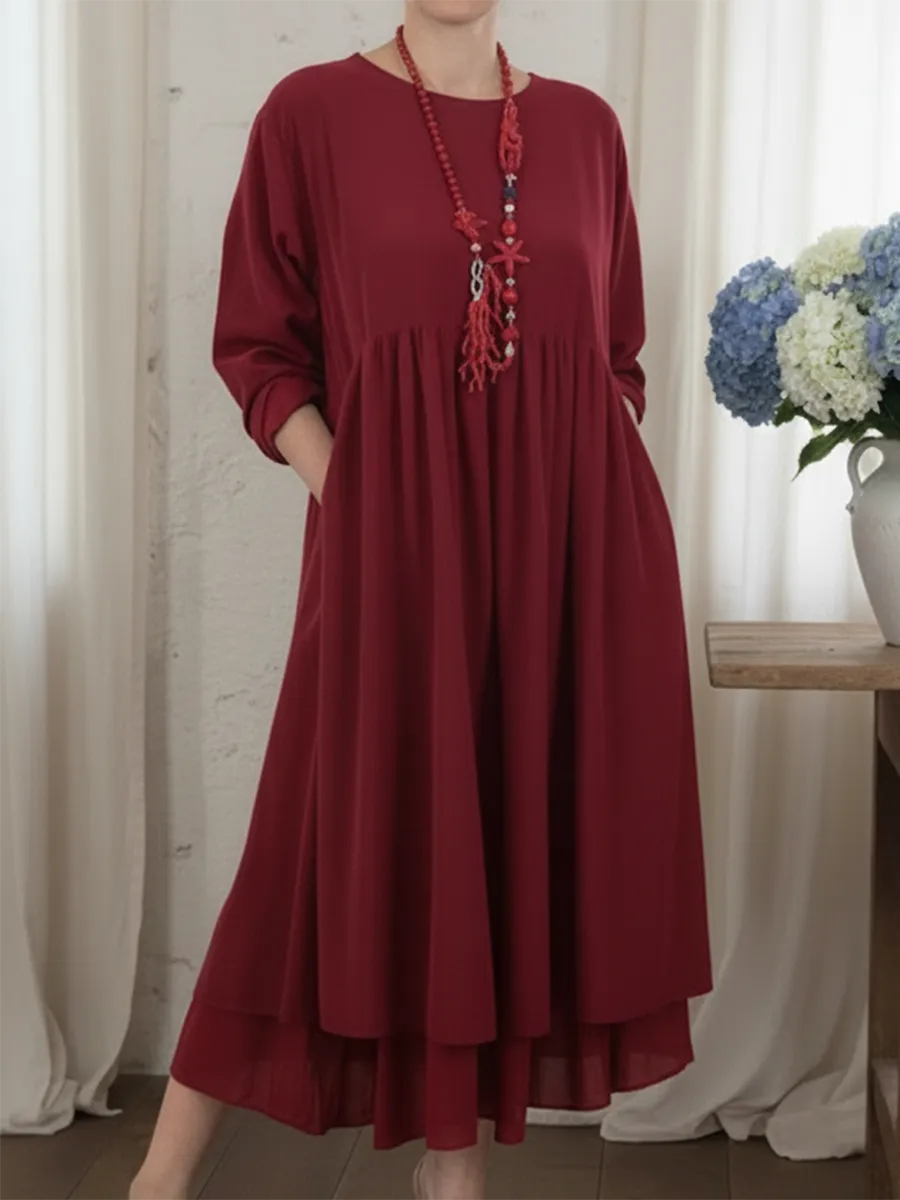 Γυναικείο μίντι φόρεμα με διπλό στρίφωμα-GR