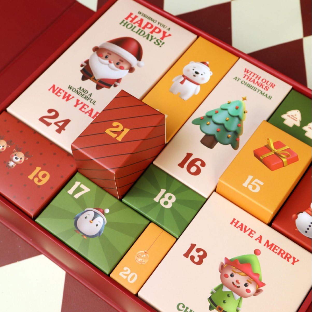 Ροζ μαρμάρινο ημερολόγιο Advent 2025, κουτί αντίστροφης μέτρησης 24 ημερών μέχρι τα Χριστούγεννα-GR