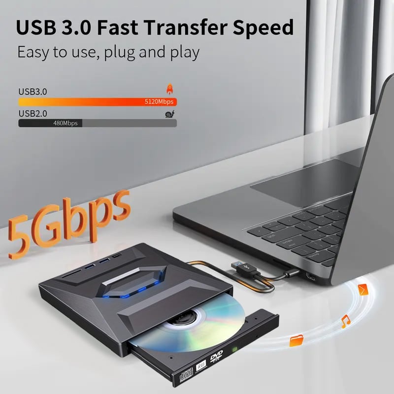 Retro prenosni CD DVD predvajalnik USB C 3.0 prenosni CD zapisovalnik-SI