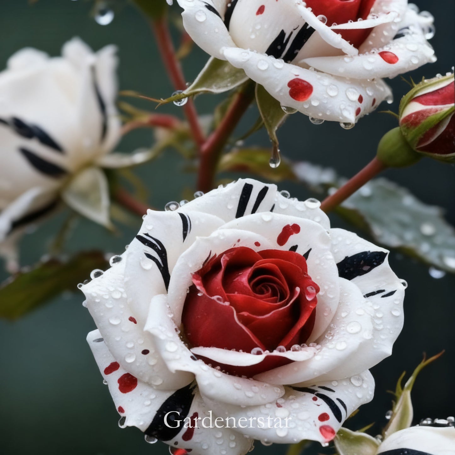 Una rara rosa roja, blanca y negra: Rosa de Fuego y Nieve-ES