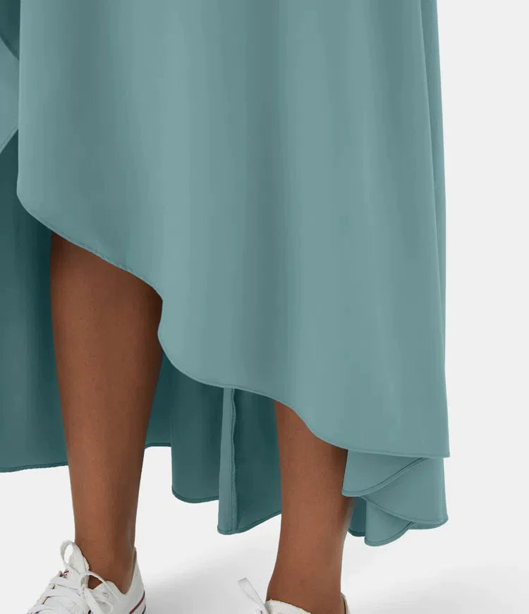 Krilo 2 v 1, hitro sušeče, ležerno, midi z visokim pasom in nizkim naborkom - GR 