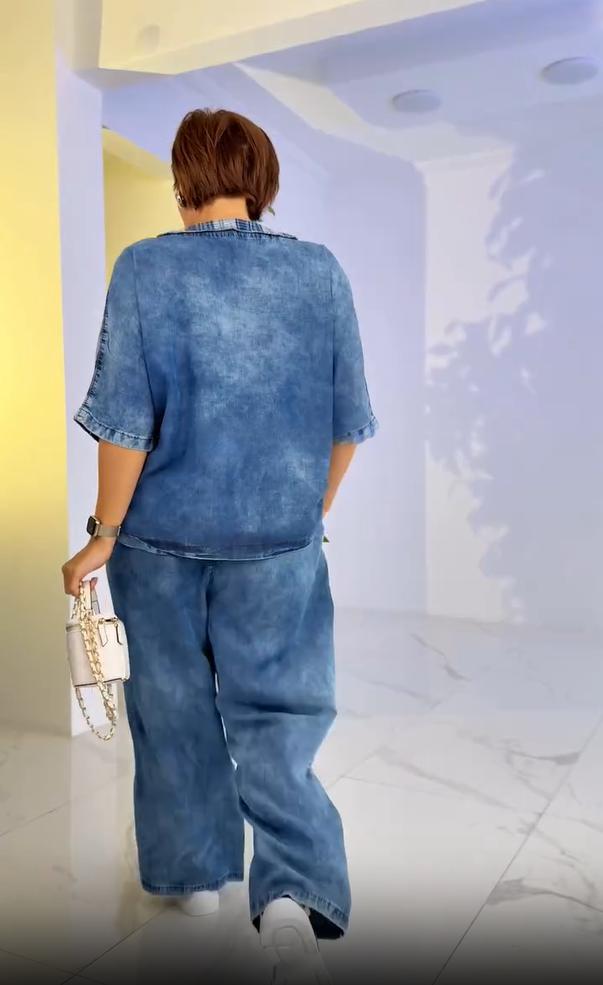 Γυναικείο καλοκαιρινό, μοντέρνο παντελόνι με στρογγυλή λαιμόκοψη και φερμουάρ-GR