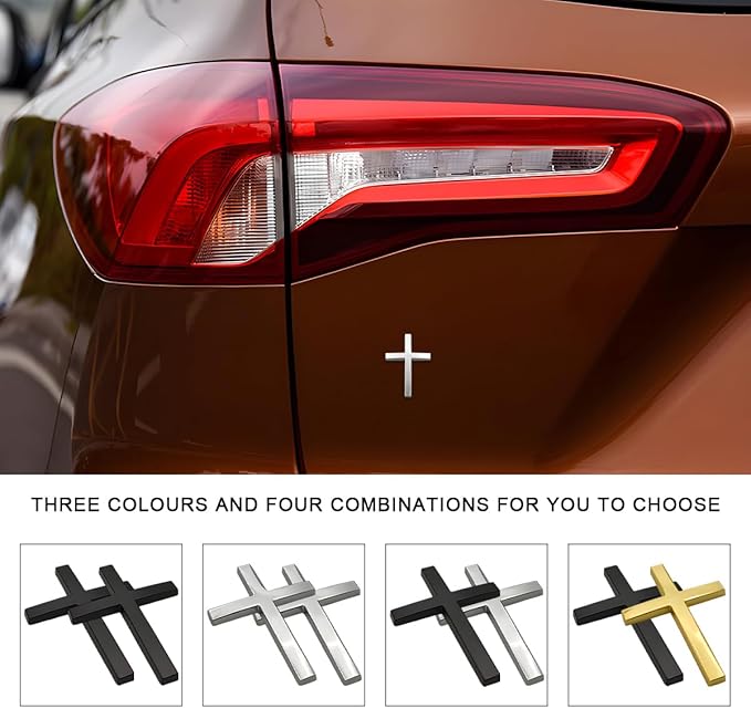 Pegatina de cruz de metal 3D para coche-ES