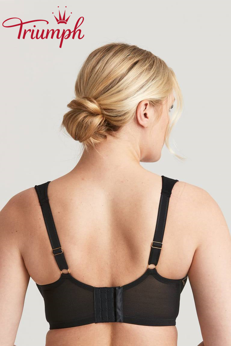 Triumph - (3 kosi) Push-up modrček z vezenimi cvetovi-SI